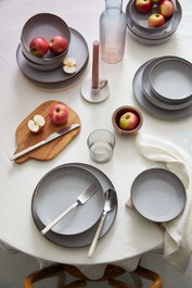 Hermia Juego de Cena de Porcelana de 12 Piezas Gris